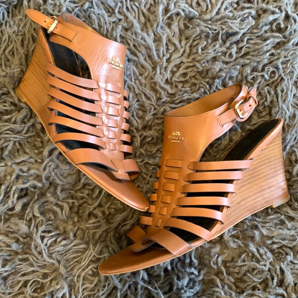 Brown coach wedges